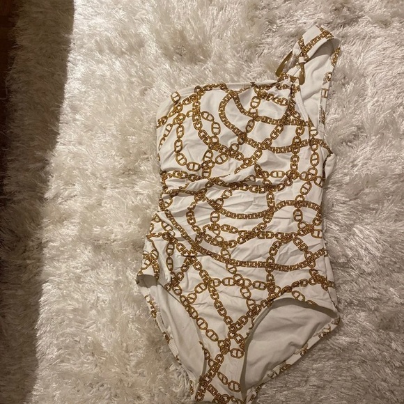 Michael Kors Other - Michael Kors White and Gold Chain Print One Piece Swimsuit